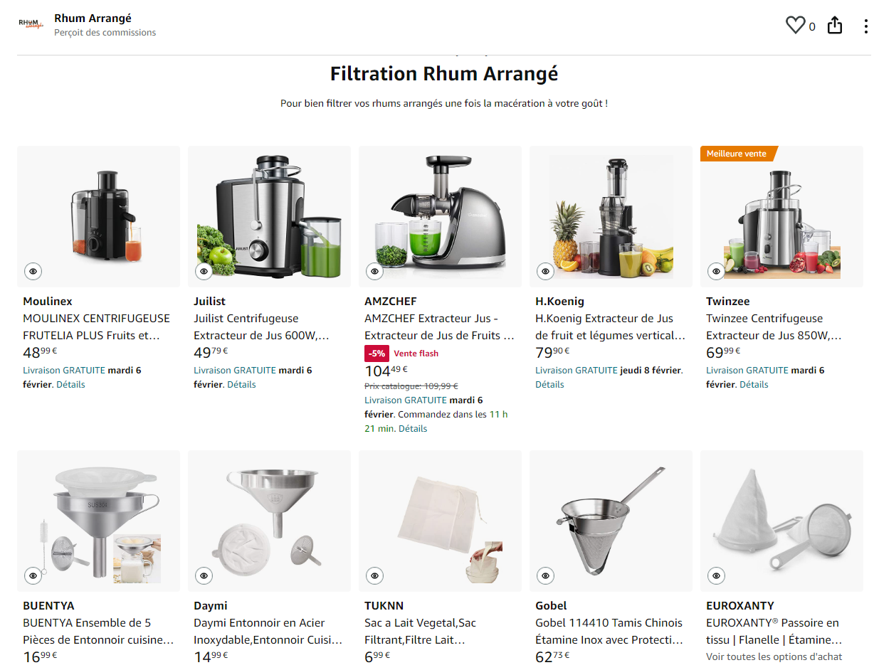 Filtration Rhum Arrange Amazon